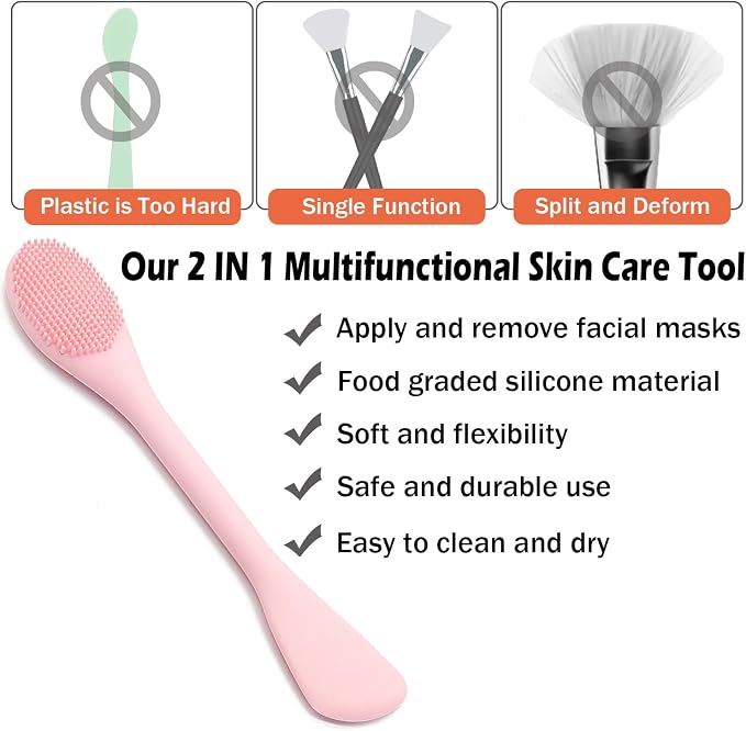 RamPula Facial Cleansing Brush, 2 in 1 Silicone Face Mask Brush & Face Scrubber - Image 2