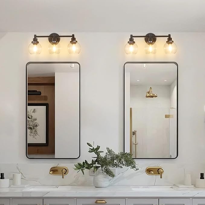 3-Light Bathroom Light Fixture Black Vanity Lights Over Mirror Modern Wall - Image 2