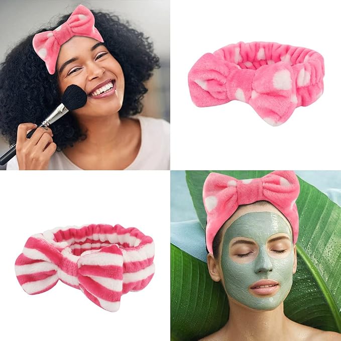 WHAVEL 6 Pack Pink Spa Headband Makeup Soft Skincare Shower Headbands Fluffy - Image 7