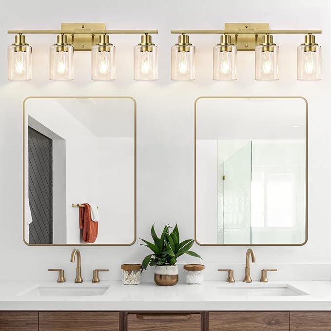 Indoi 4 Light Bathroom Light Fixtures, Brass Vanity Lights - Image 7