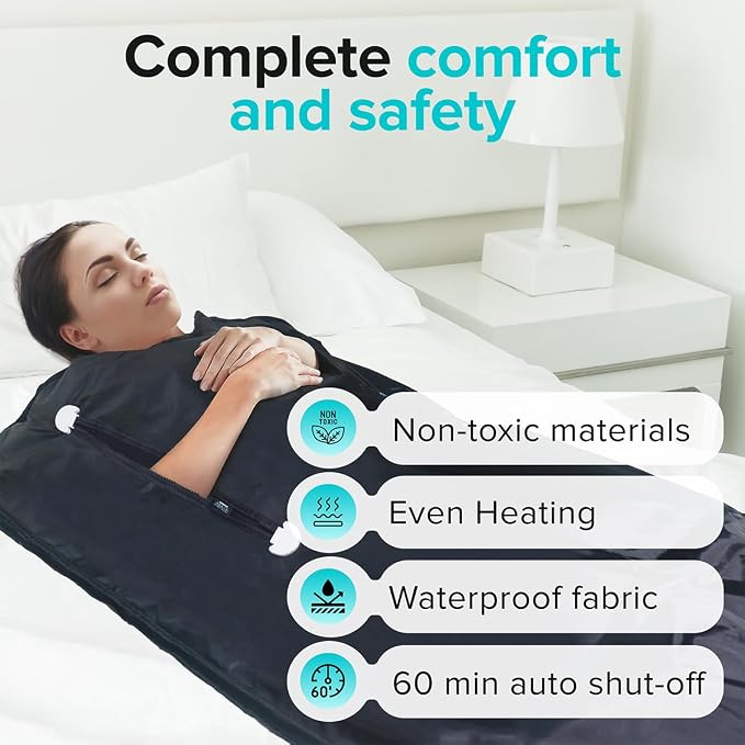 Portable Sauna Blanket with Zipper Arm Holes - 6 ft x 3 ft Far Infrared Sauna - Image 4