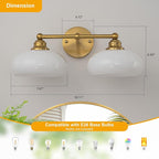 GoYeel Bathroom Light Fixtures Over Mirror, Vintage Gold Double Arm Vanity - Image 3