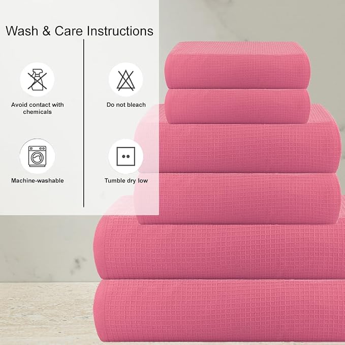 CASA COPENHAGEN Wafffle 4Pcs 100% Egyptian Cotton Large Designer Towels Gift - Image 4