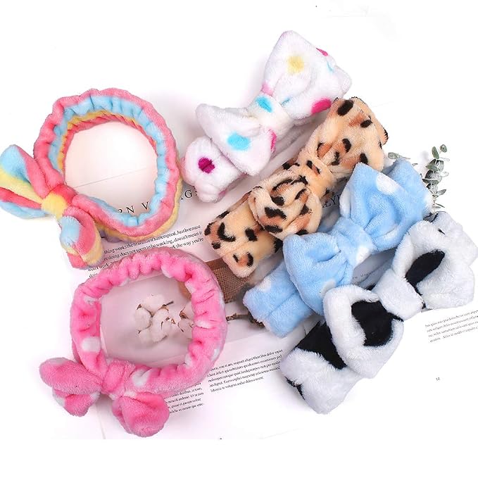 Casoty 6 Pcs Spa Soft Coral Fleece Bow-Style Headbands - Image 9