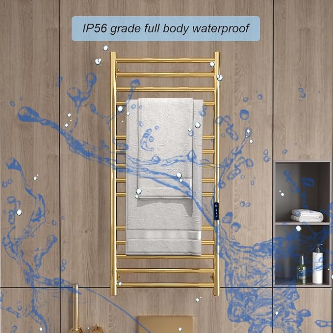 Gold Wall Mounted Heated Towel Rack, Timer & Temperature Control Electric Towel - Image 7
