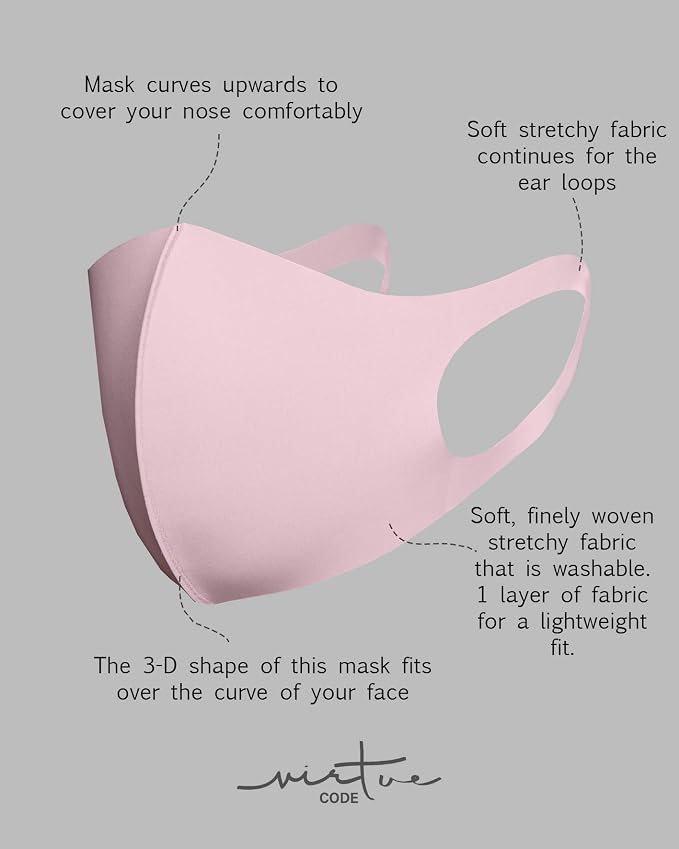 Virtue Code Second Skin Cloth Face Mask Pack. 4 Buttery Soft Masks Washable - Image 4