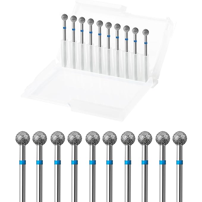 10pcs Safety Ball Cuticle Drill Bits, Carbide Diamond Nail Bits by ERUIKA