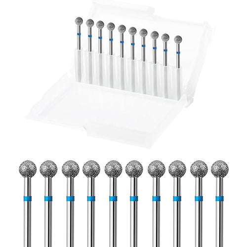 10pcs Safety Ball Cuticle Drill Bits, Carbide Diamond Nail Bits by ERUIKA
