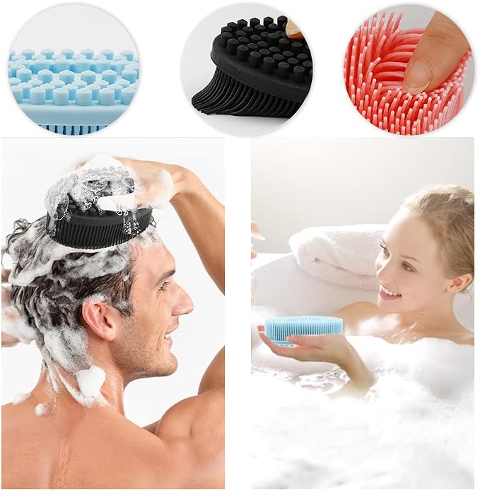 3 Pack Silicone Body Scrubber, Soft Silicone Loofah Exfoliating Body Scrubber - Image 4