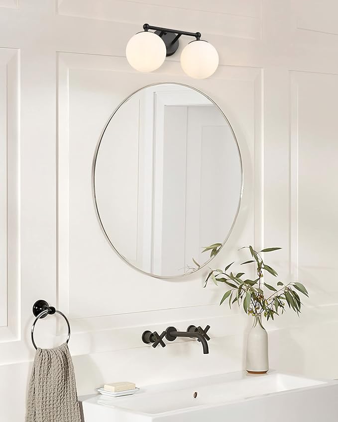 AKEZON 2-Light Black Bathroom Vanity Light Fixture, Modern Minimalist Vanity - Image 8