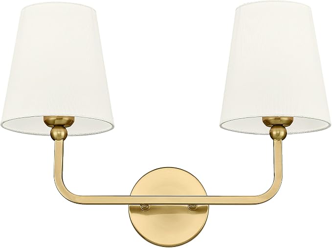 2 Light Bathroom Light Fixtures, Brushed Gold Vanity Lights, Double Wall Sconce by Metwet