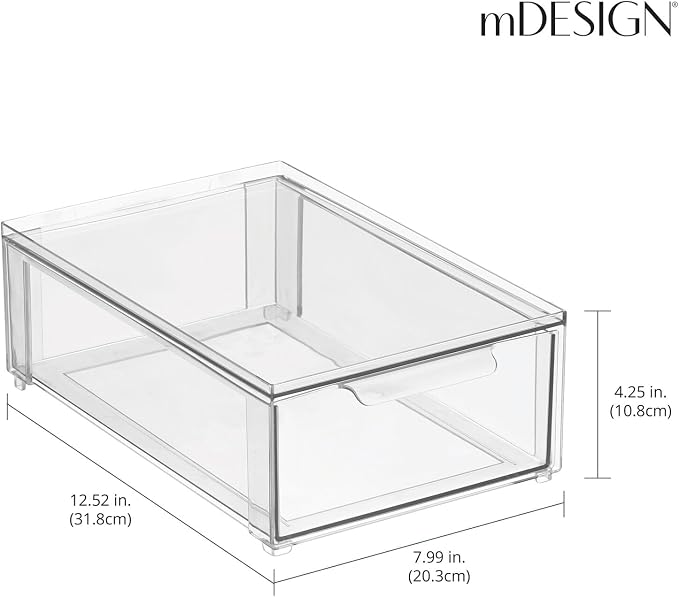 mDesign Plastic Stackable Bathroom Storage Organizer Bin - Image 3