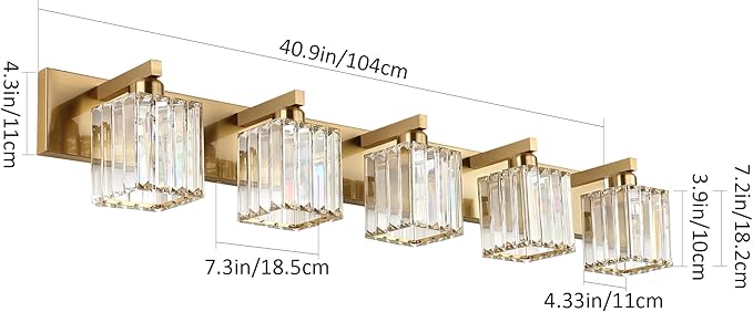 Aipsun Bathroom Vanity Lights Fixtures Crystal Vanity Light 5 Light Modern - Image 3