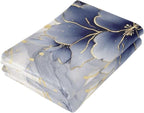 Abstract Blue Golden Floral Leaves Hand Towels - Image 7