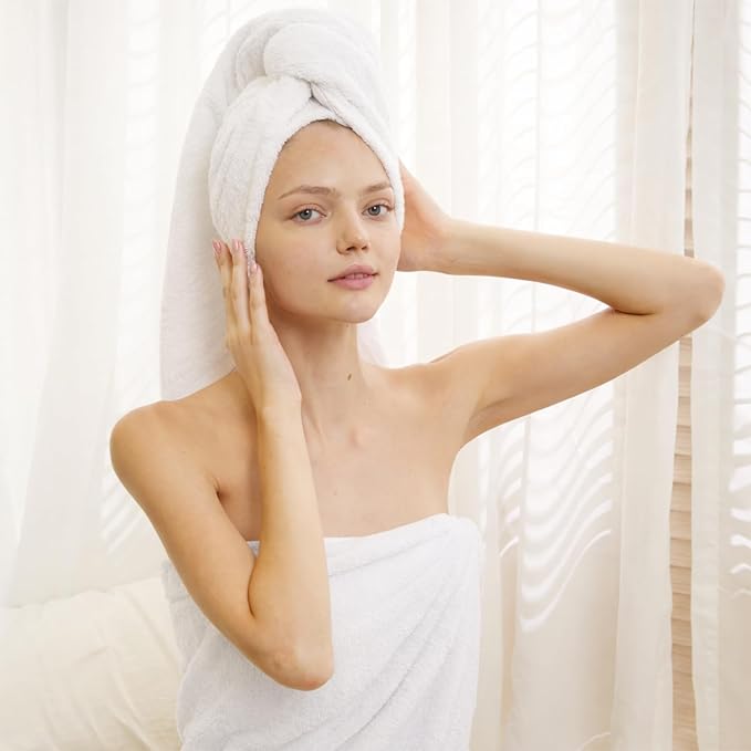 SEMAXE 4 Piece White Bath Towel Set - Image 8