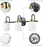 Mid Century Modern Matte Black and Gold 3 Lights Milky Glass Wall Light Fixture - Image 4