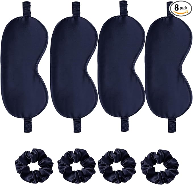 Satin Eye Mask 8Pcs Silk Sleep Masks Silky Blindfold Eyeshade Blackout Eyes by WJingYiJia