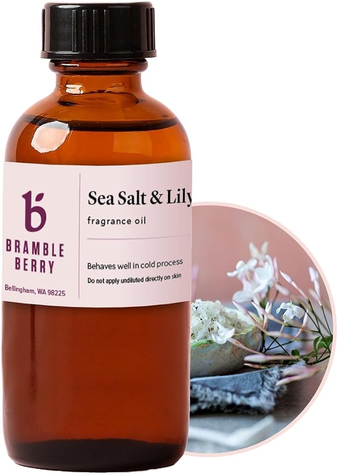 Bramble Berry Sea Salt and Lily Fragrance Oil 2 oz | Fresh Floral Ocean Scent by BrambleBerry