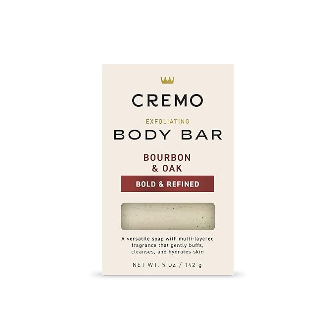 Cremo Exfoliating Body Bar for Men, Bourbon & Oak Scent, Cleanses and Hydrates by CremoCompany