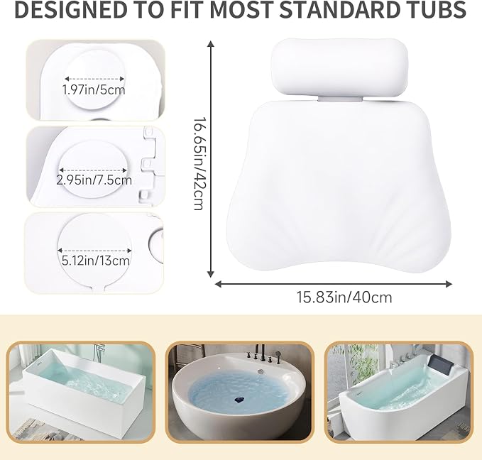 4D Silicone Bath Pillow for Tub, Upgraded Adjustable Bathtub Pillow Head Neck - Image 3