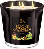 Smoke & Vanilla Scented Candle, Large 30oz Natural Soy Candles, 4-Wick 80 Hour by DLDREAMYDEWLA