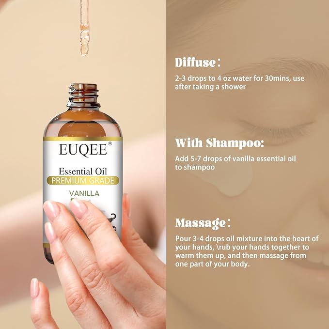 EUQEE 118ml Vanilla Essential Oil, Pure Vanilla Fragrance Essential Oil - Image 3