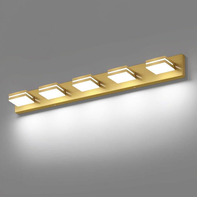 SineRise LED Modern Bathroom Vanity Light Fixtures, Brass Modern Acrylic by SINERISELIGHTING