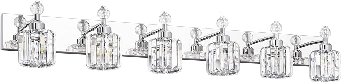PRESDE Crystal 6 Light Bathroom Vanity Lights Chrom Bathroom Lights Fixtures by HOME
