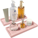 Bathroom Vanity Tray 2 Pack, 11.8 x 5 Inch Silicone Bathroom Counter Tray by BLESWIN