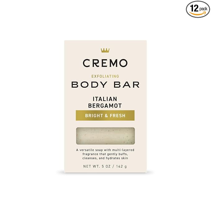 Cremo Exfoliating Body Bar for Men, Italian Bergamot Scent, Cleanses and by CremoCompany