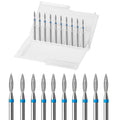 10pcs Diamond Flame Cuticle Drill Bits Set, Professional Cuticle Nail Drill Bits by ERUIKA