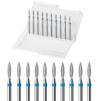 10pcs Diamond Flame Cuticle Drill Bits Set, Professional Cuticle Nail Drill Bits by ERUIKA