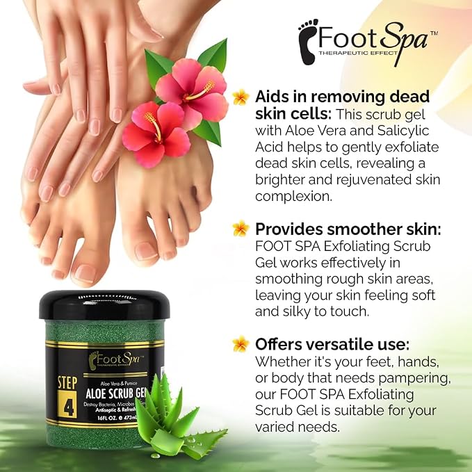 FOOT SPA - Exfoliating Scrub Gel, 16 Oz - Manicure, Pedicure and Body - Image 3
