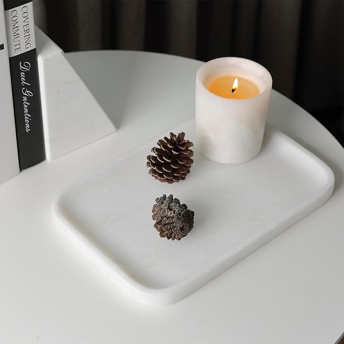 Karibiber Vanity Tray, 11.8inch Marble Bathroom Tray - Image 2