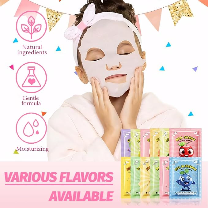 Kaely 40 Pack Bulk Face Masks for Kids, Kids Face Mask Spa Day Kit Supplies - Image 6