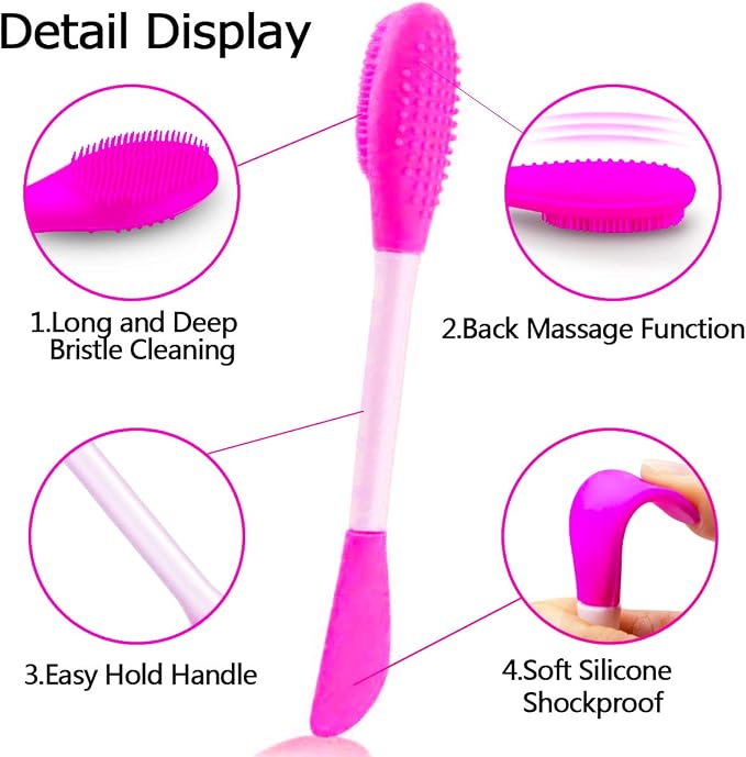 5PCS Silicone Scrubber Set, Lip Scrub Brush, Silicone Face Cleansing Brush - Image 3