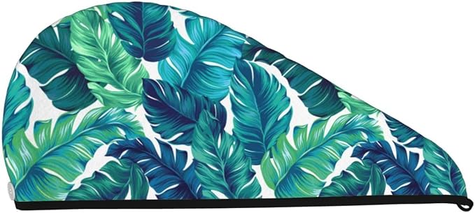 Tropical Palm Leaves Hair Towel Wrap Microfiber Fast Drying Hair Turban - Image 8