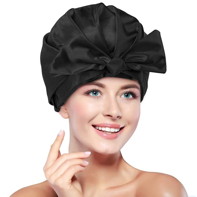 Large Shower Cap for Women Reusable Waterproof Adjustable Shower Caps - Image 6