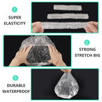 Keeygo Disposable Shower Caps 50 PCS Bath Caps Clear Waterproof Plastic Wraps - Image 2