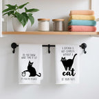 2Pcs Cat Kitchen Towels "The Secret Ingredient Is Cat Hair" Design Farmhouse - Image 4