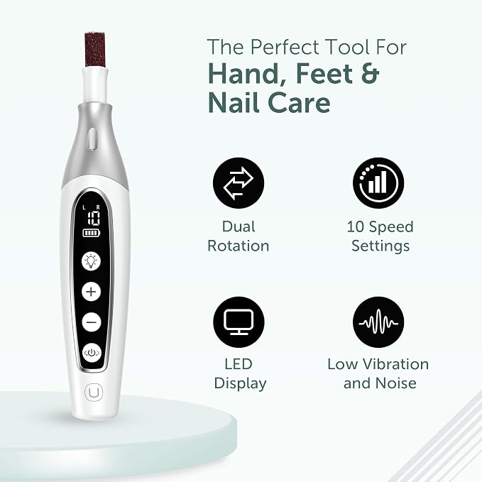 PediLux Pro Professional Manicure Pedicure Kit, Cordless Electric Nail File - Image 4
