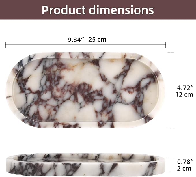Natural Marble Tray Oval, Bathroom Vanity Tray - Image 2