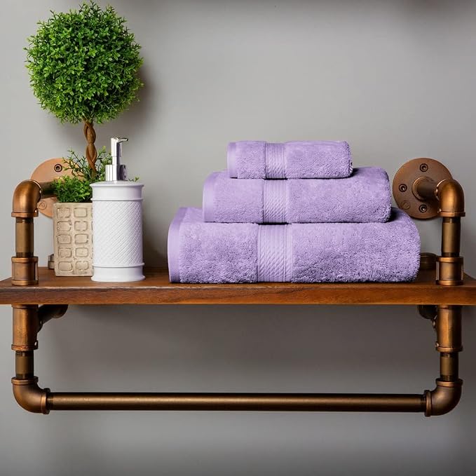 SUPERIOR Egyptian Cotton Pile 3 Piece Towel Set, Includes 1 Bath, 1 Hand - Image 2