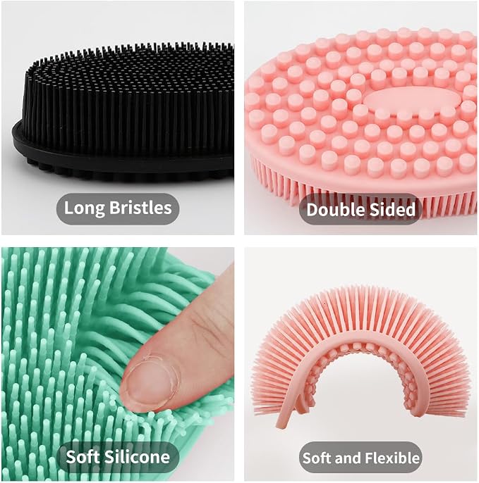 3 Pack Silicone Body Scrubber, Silicone Loofah Exfoliating Soft Body Scrubber - Image 2