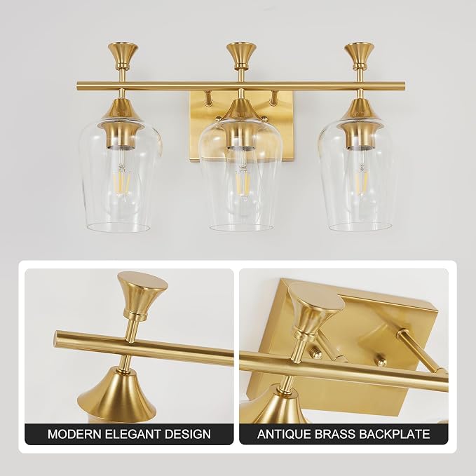 Bathroom Light Fixtures, Brushed Gold Vanity Lights - Image 6