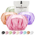 Shower Cap for Women Reusable Extra Large Shower Caps for Men Satin Double by WhaleLife