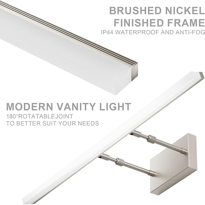 Aipsun 31.5 inch Modern Brushed Nickel Vanity Light Adjustable Bathroom Light - Image 7