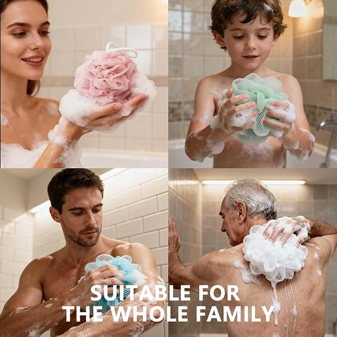 Shower Loofah Sponge for Men Women Loofah Exfoliating Body Scrubber 4 Color - Image 6