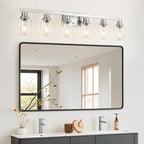 Bathroom Vanity Light, 6-Light Nickel Modern Matte Wall Sconce Lighting - Image 7