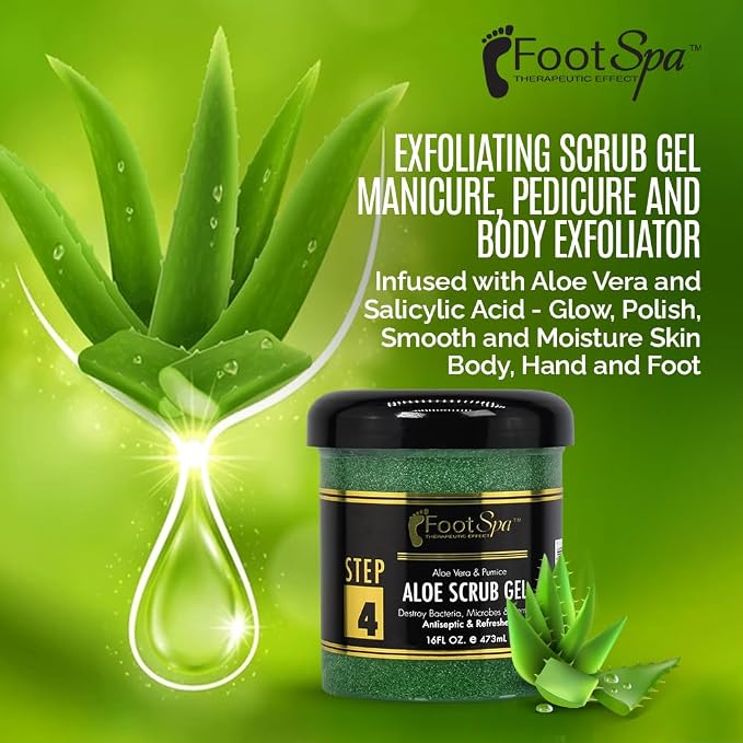 FOOT SPA - Exfoliating Scrub Gel, 16 Oz - Manicure, Pedicure and Body - Image 2